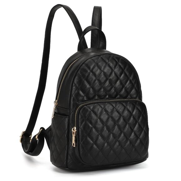 Quilted Mini Backpack PU Leather Satchel Daypack Chic Retro Designer Style main image 4